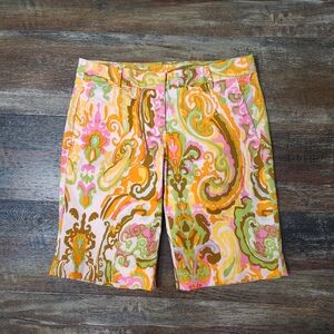 J. Crew Vibrant Multicolor Stretch Bermuda Shorts Size 2